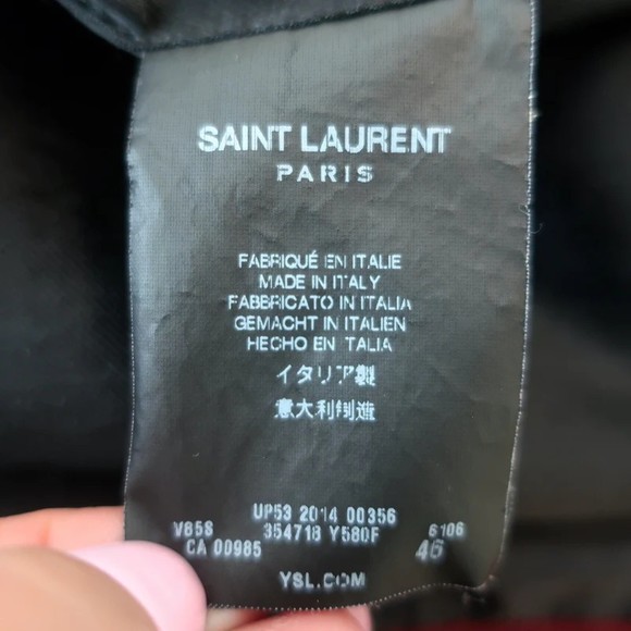 Saint Laurent Teddy Bomber Jacket Leather-Trim Burgundy Wool Size 46 - Picture 6 of 8